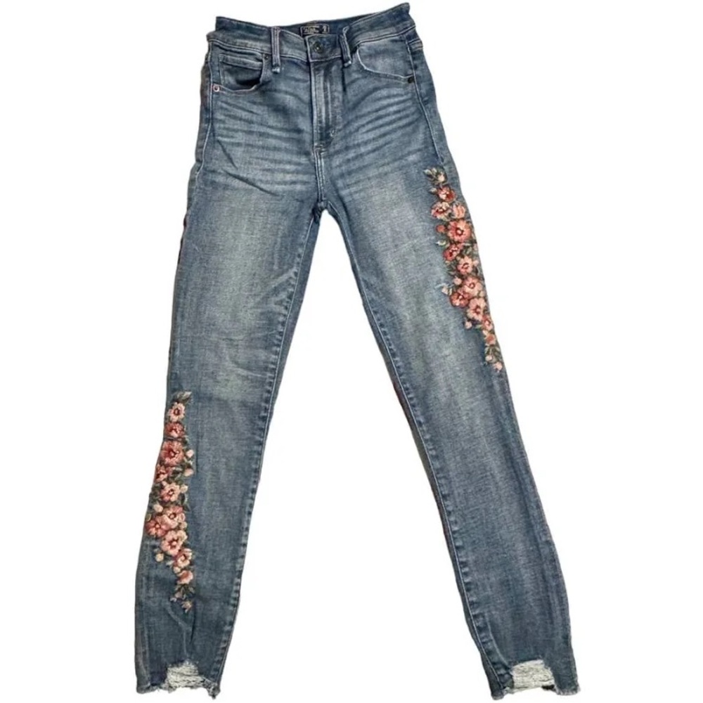Abercrombie & Fitch Simone High Rise Ankle Flower Embroidered Jeans 26/2R